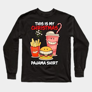 This Is My Christmas Pajama Shirt Happy Hour Family Matching Christmas Pajama Costume Gift Long Sleeve T-Shirt